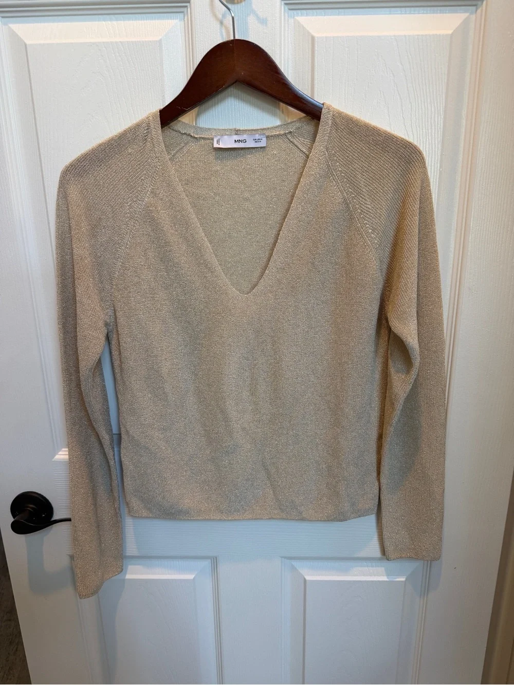 Mango Metallic Gold Knit Top